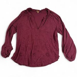 Democracy Deep Burgundy Blouse With Elastic flare sleeve